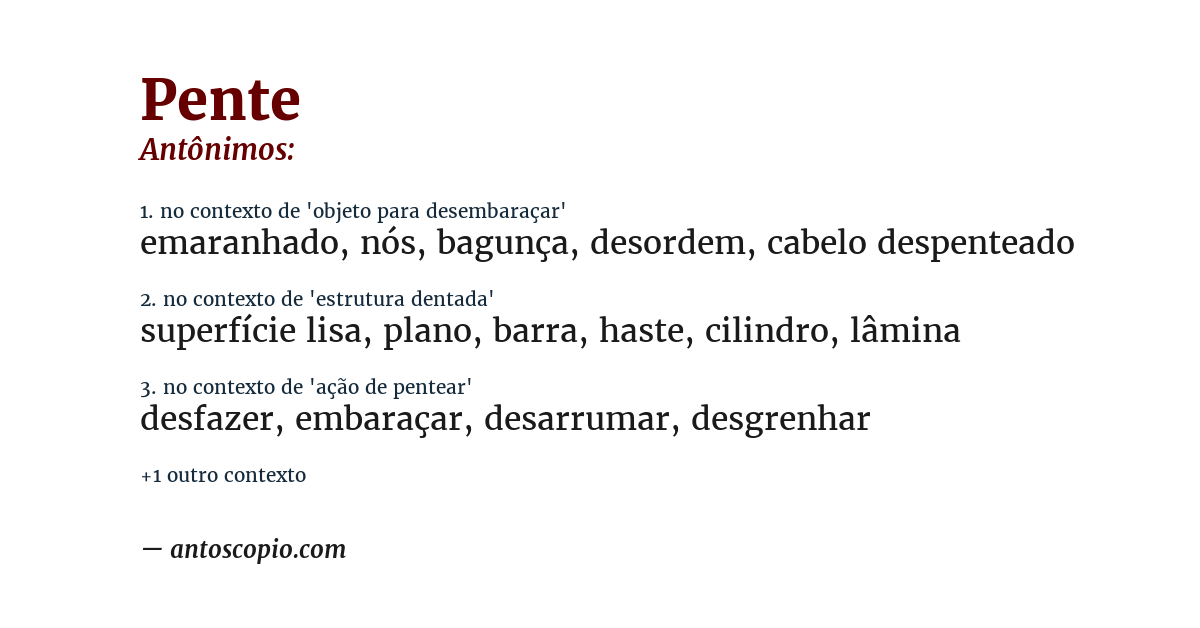Antônimo de pente