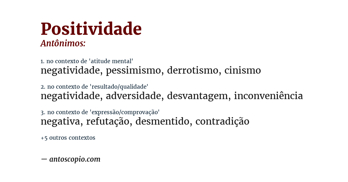 Antônimo de positividade