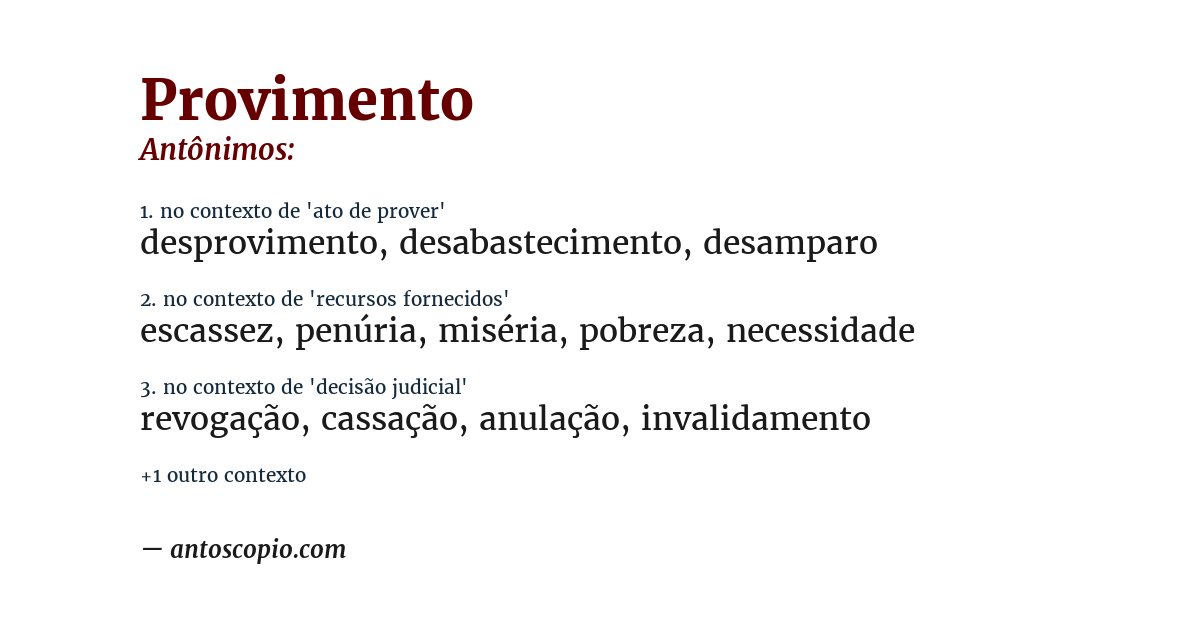 Antônimo de provimento