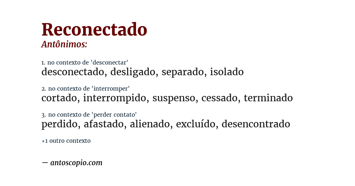 Antônimo de reconectado