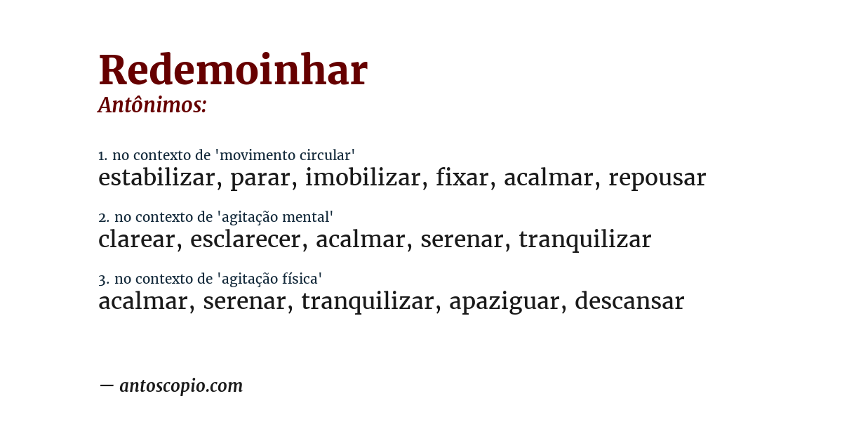 Antônimo de redemoinhar