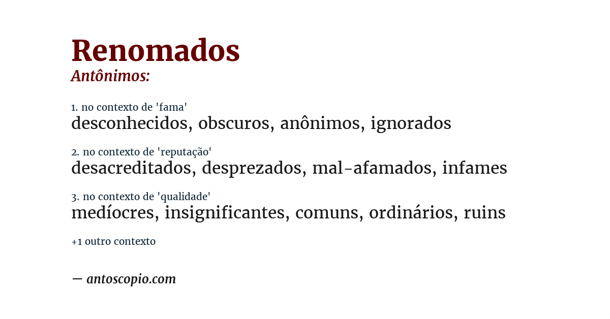 Antônimo de renomados
