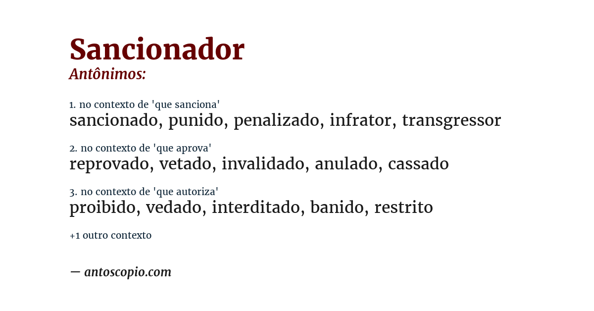 Antônimo de sancionador