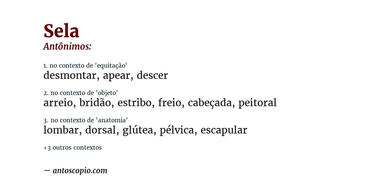 Antônimo de sela