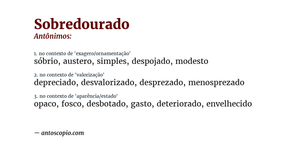 Antônimo de sobredourado