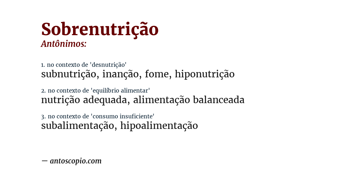Antônimo de sobrenutrição