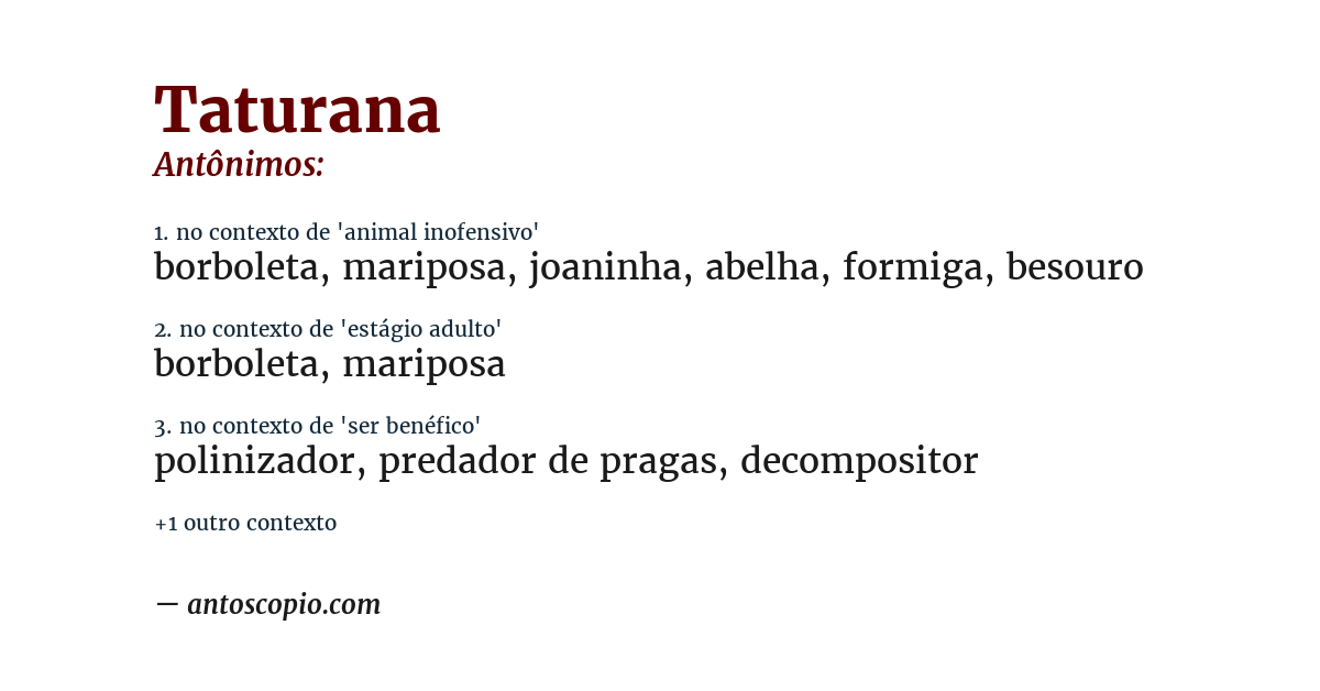 Antônimo de taturana