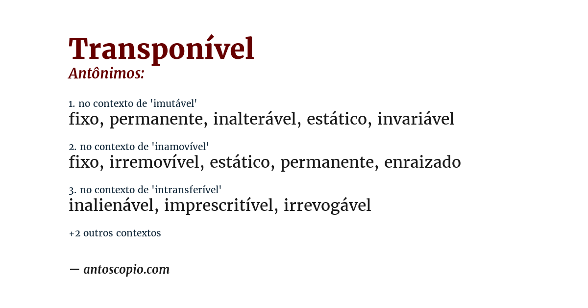 Antônimo de transponível