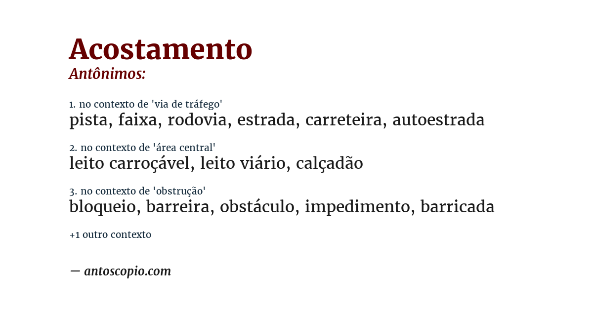 Antônimo de acostamento