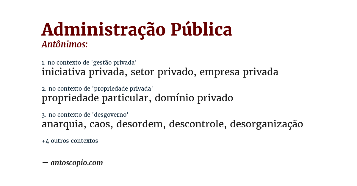 Antônimo de administração pública