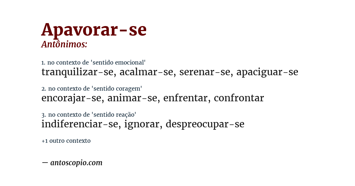 Antônimo de apavorar-se