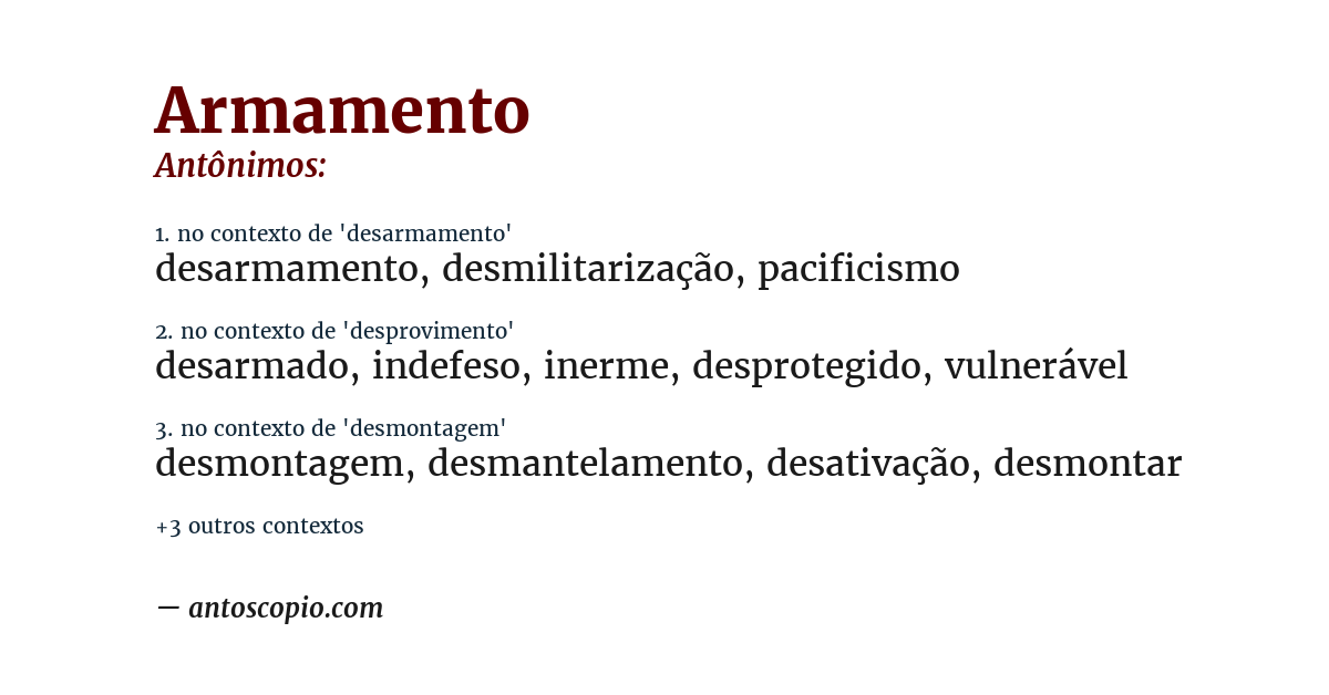 Antônimo de armamento