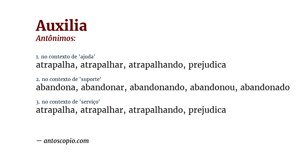 Antônimo de auxilia