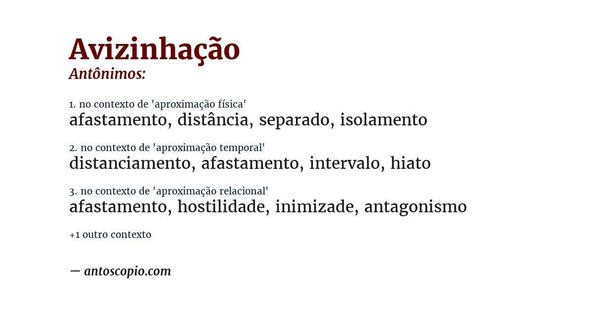 Antônimo de avizinhação