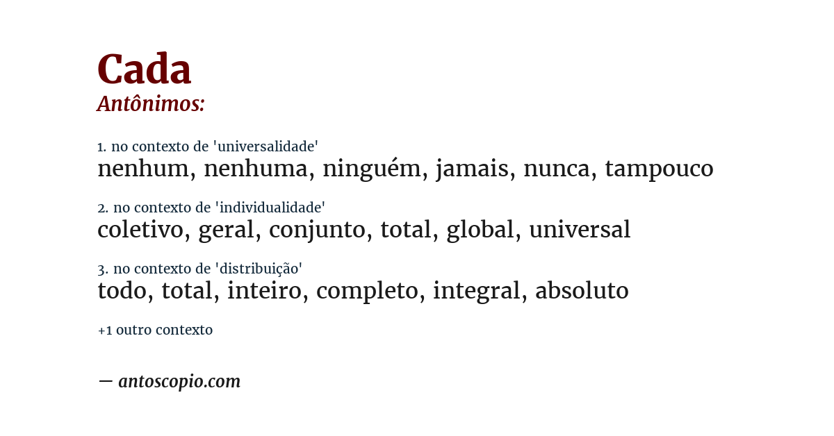 Antônimo de cada