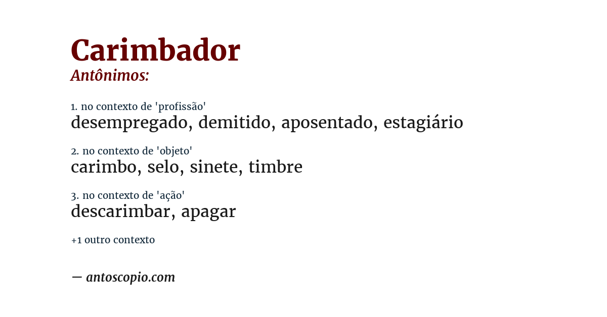 Antônimo de carimbador