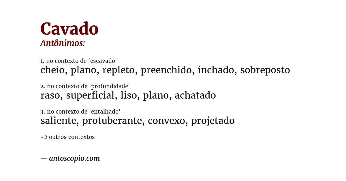 Antônimo de cavado