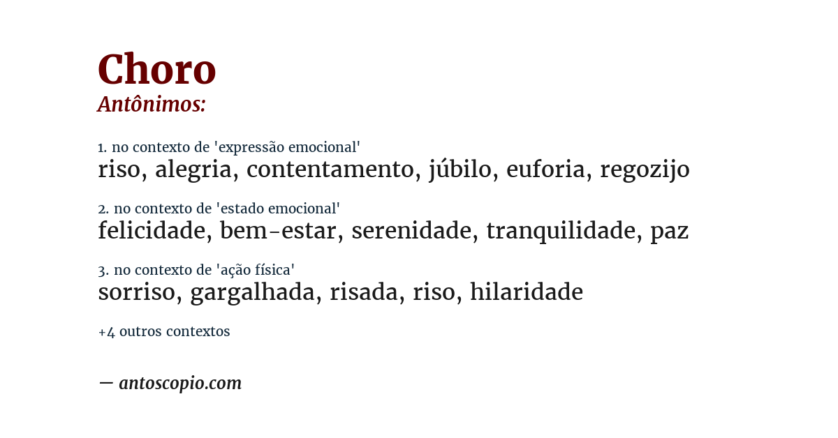 Antônimo de choro