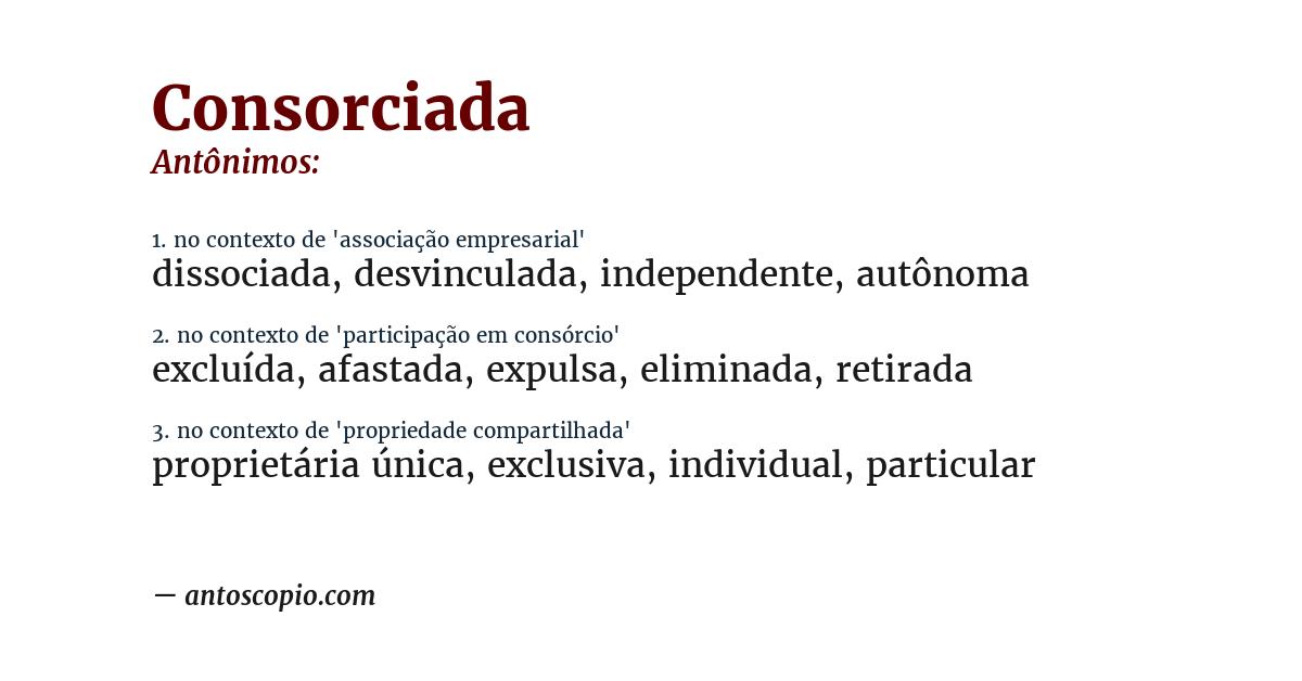 Antônimo de consorciada