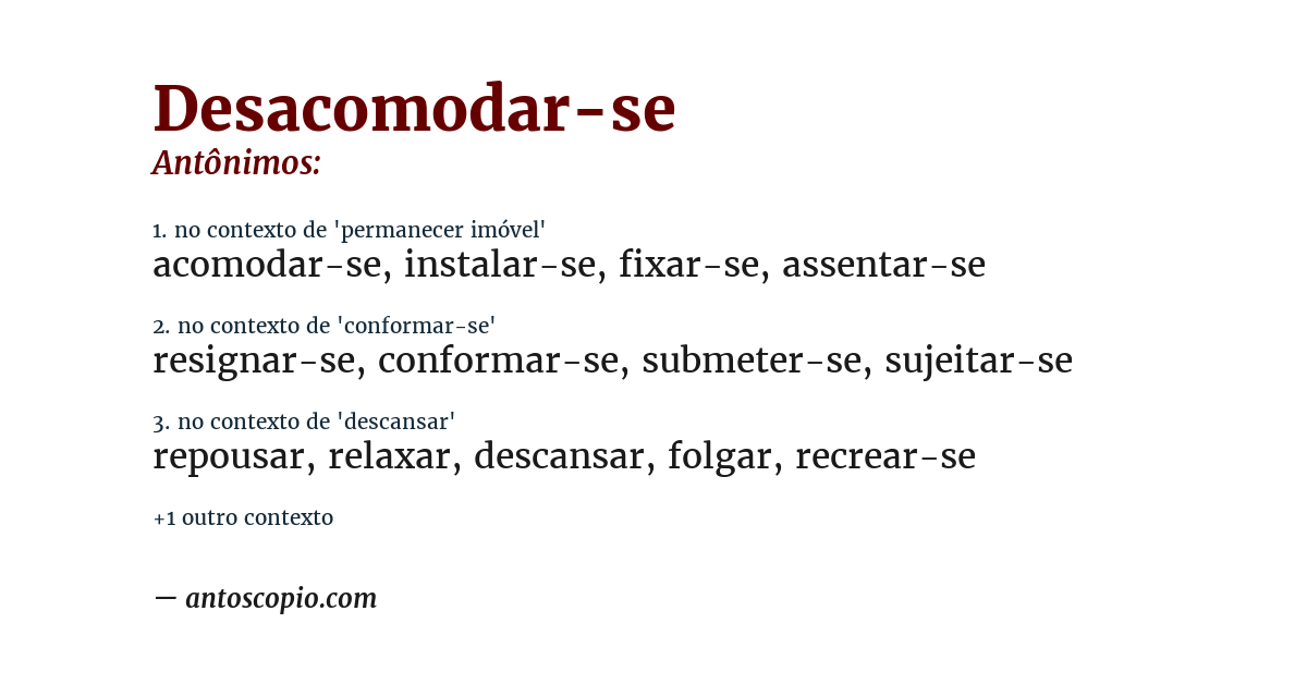 Antônimo de desacomodar-se