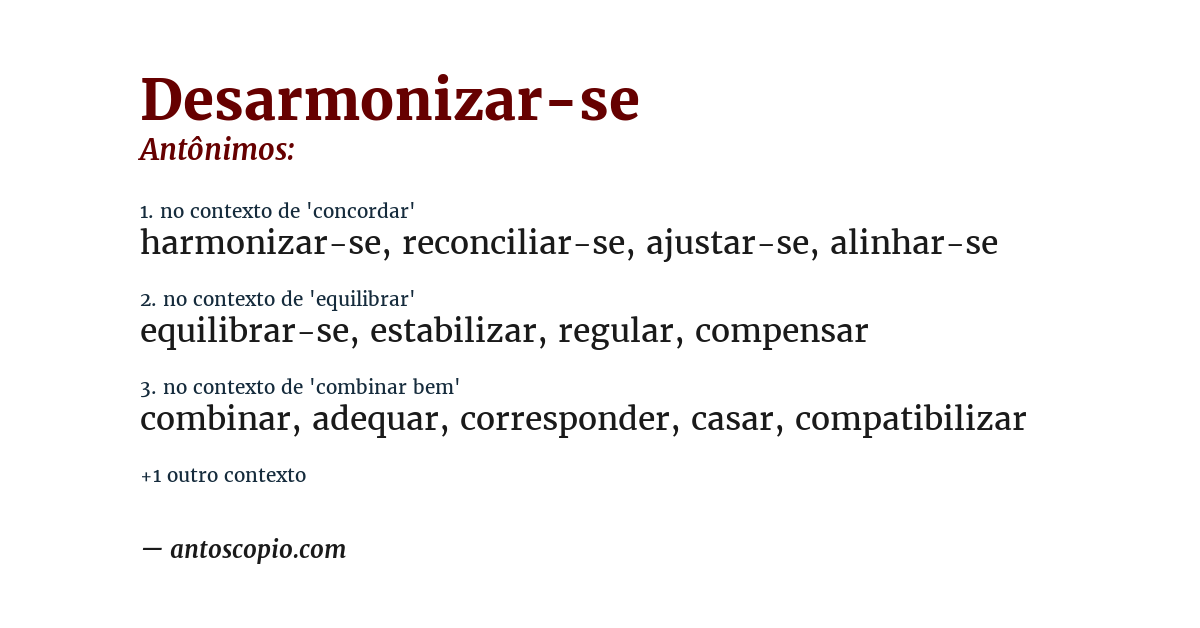 Antônimo de desarmonizar-se