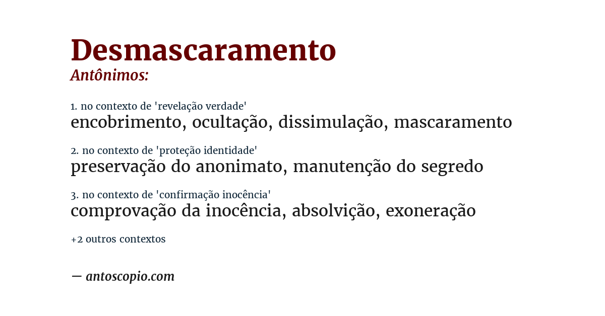Antônimo de desmascaramento