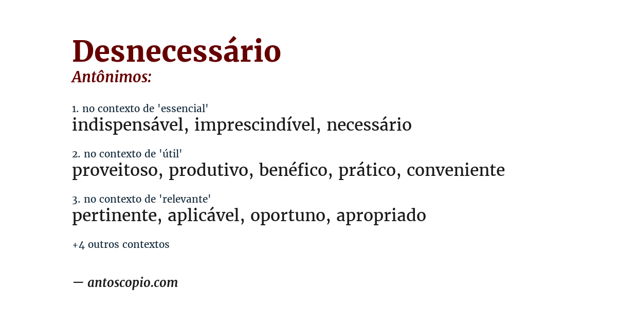 Antônimo de desnecessário