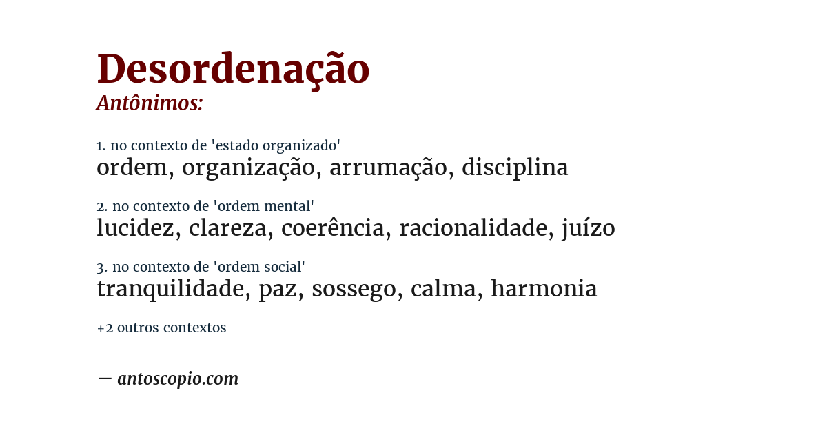 Antônimo de desordenação