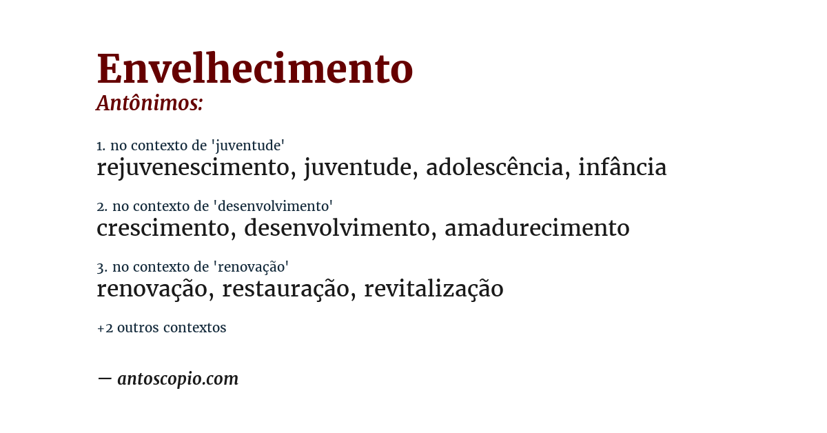 Antônimo de envelhecimento