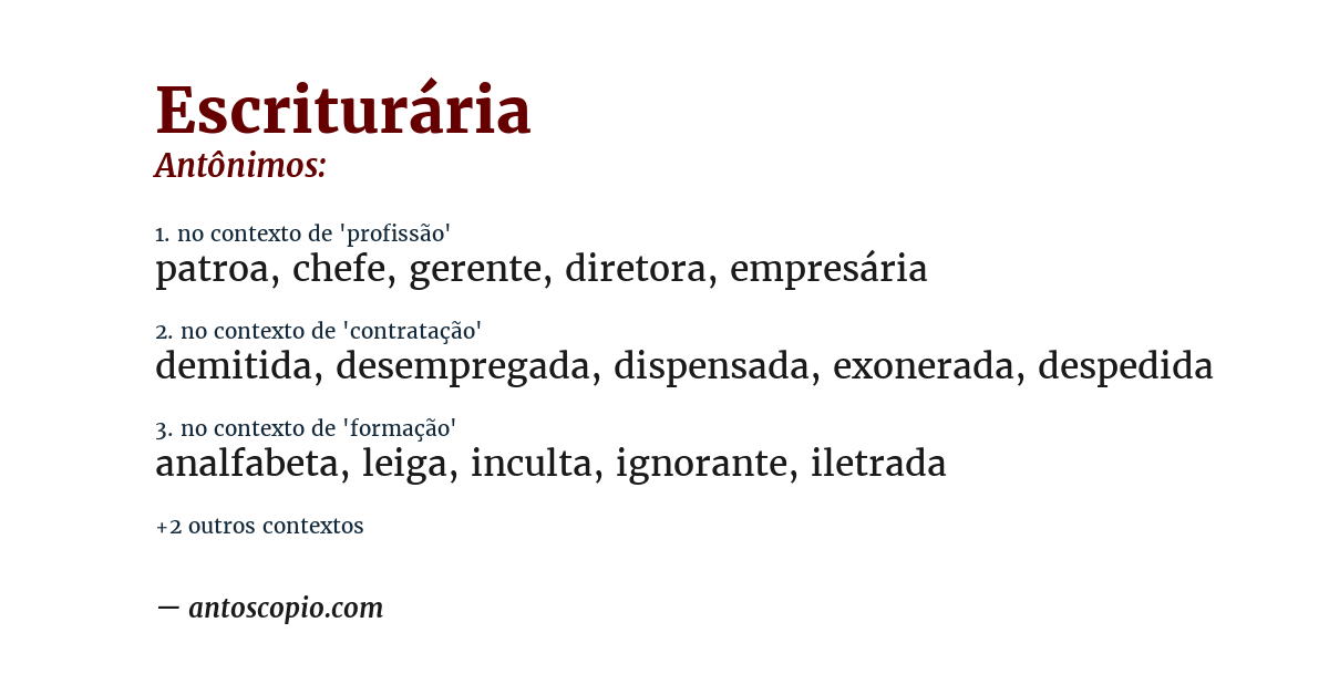 Antônimo de escriturária