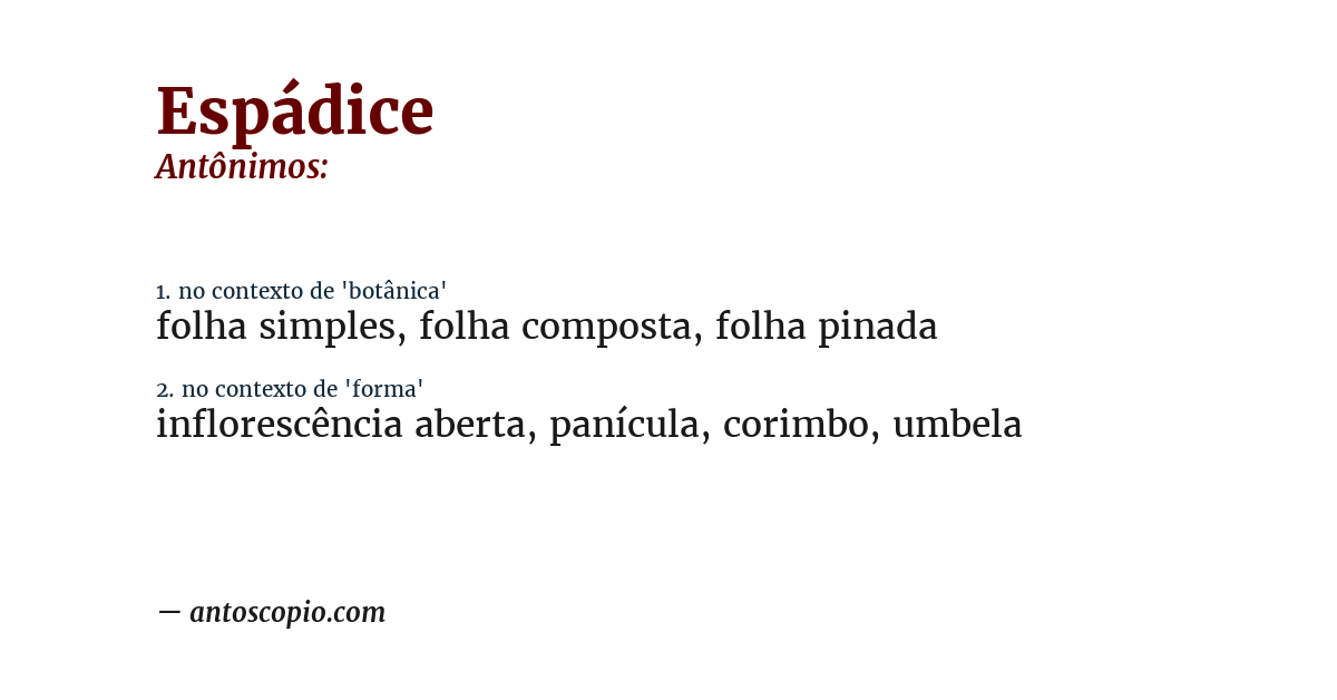 Antônimo de espádice