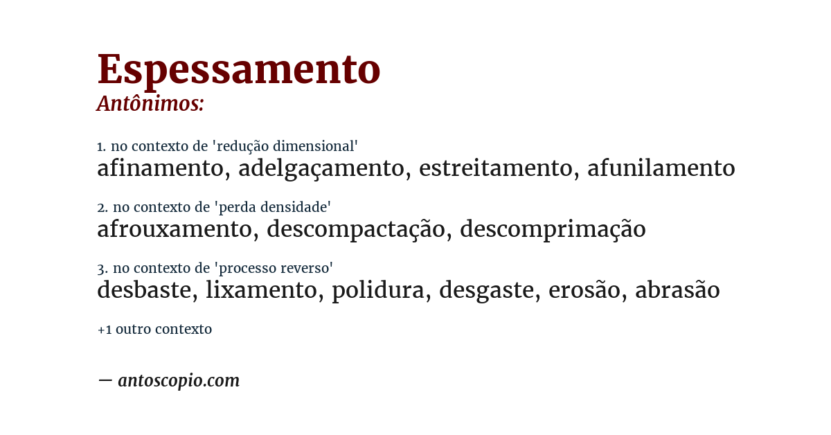 Antônimo de espessamento