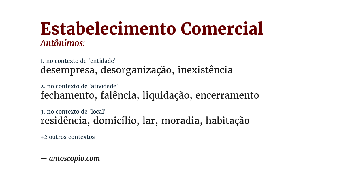 Antônimo de estabelecimento comercial