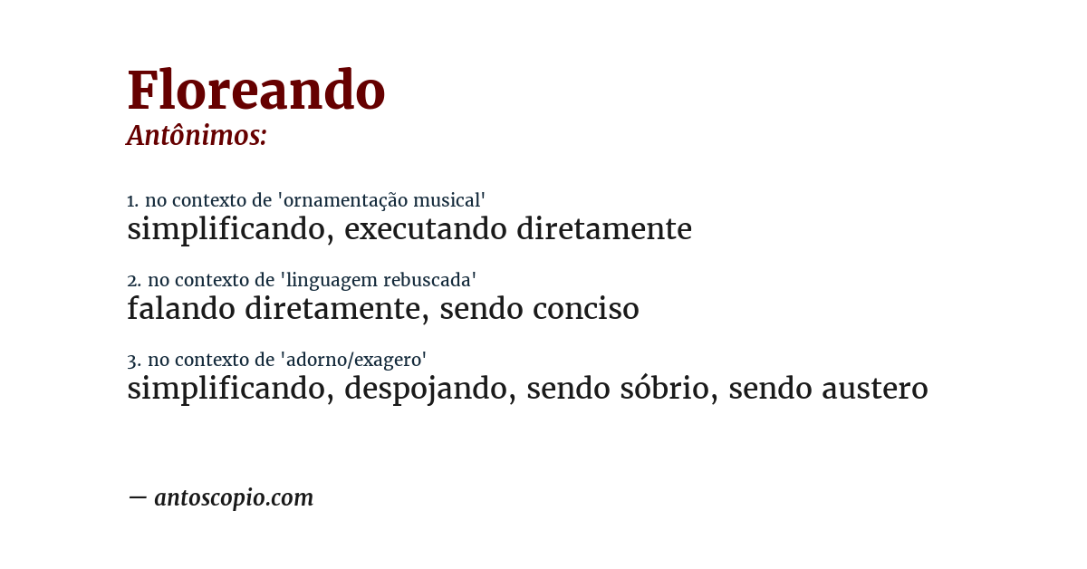 Antônimo de floreando