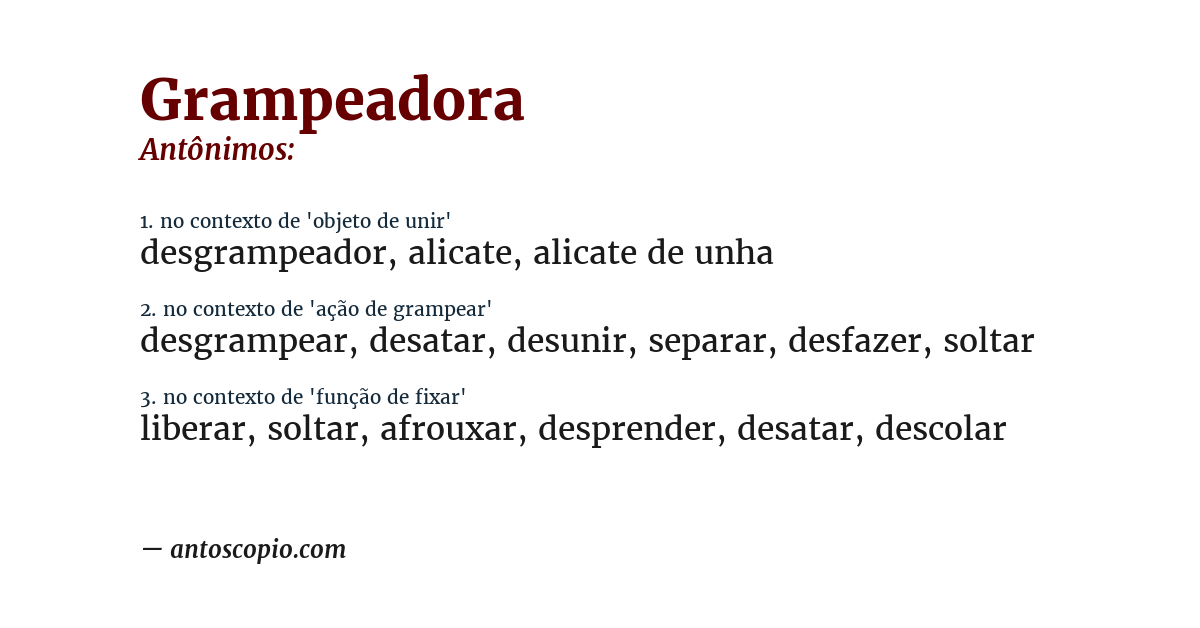 Antônimo de grampeadora