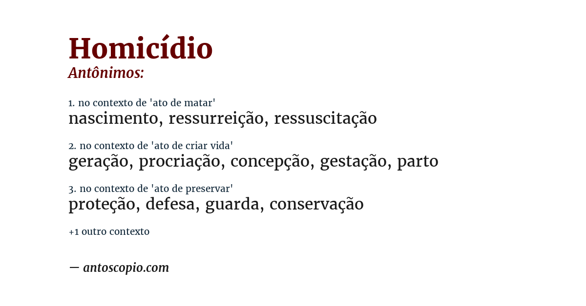 Antônimo de homicídio