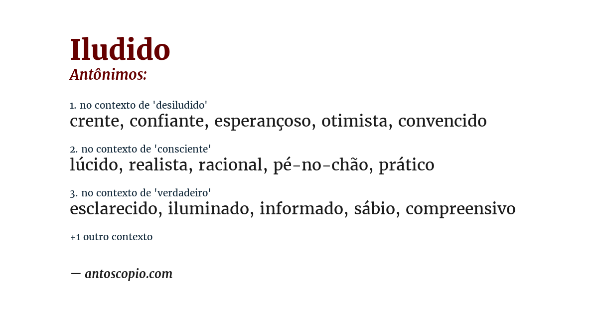 Antônimo de iludido