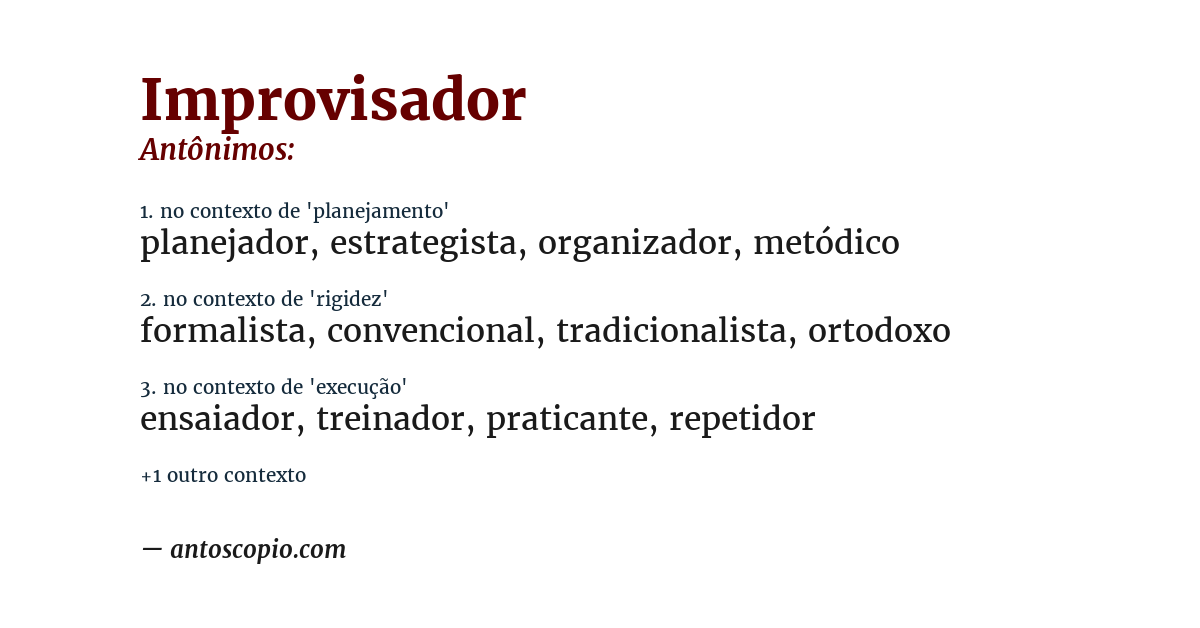 Antônimo de improvisador