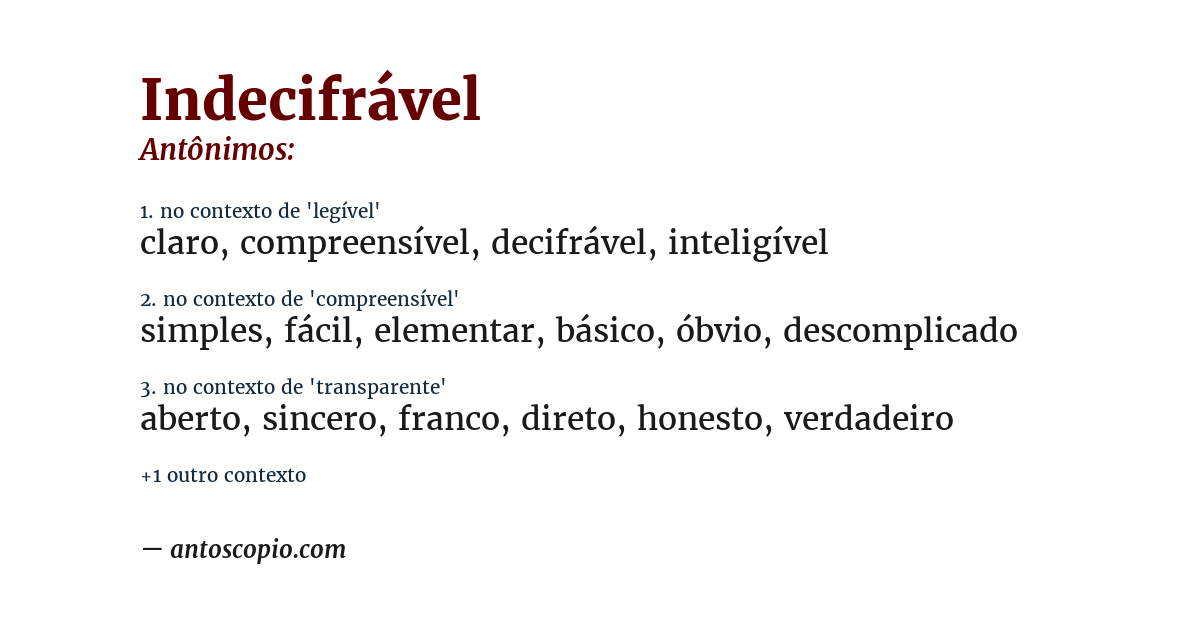 Antônimo de indecifrável