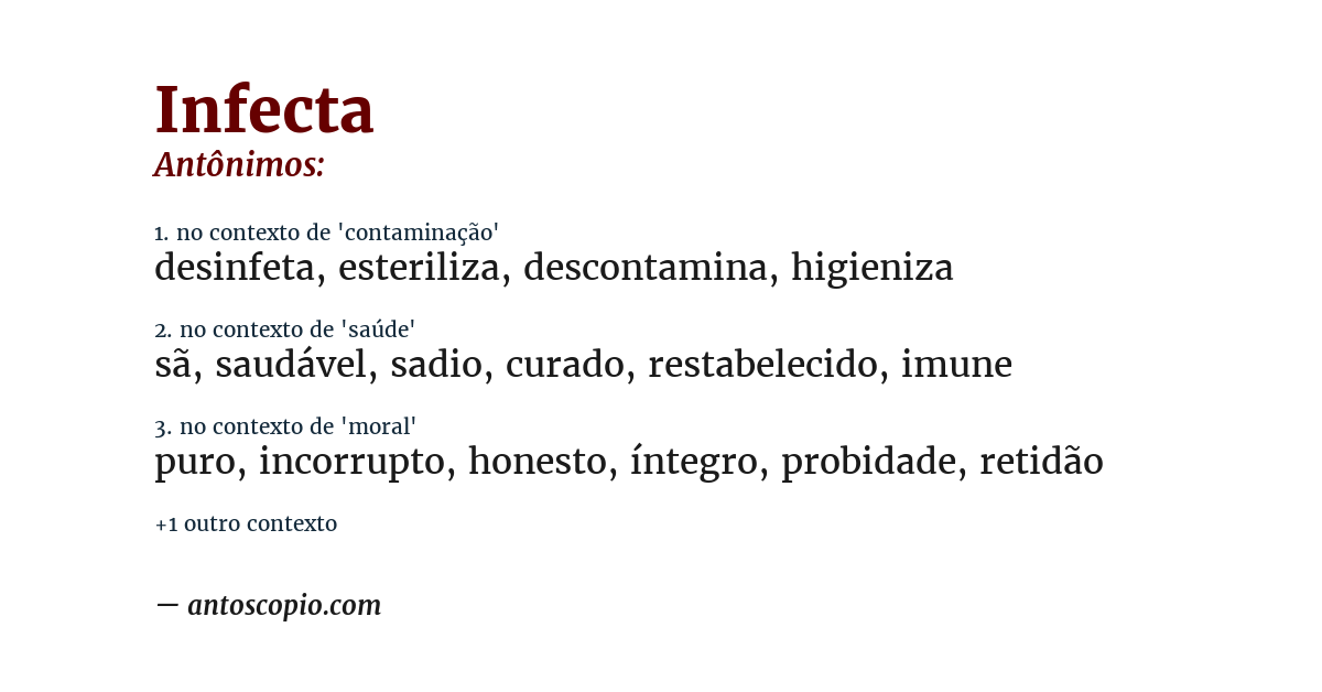 Antônimo de infecta