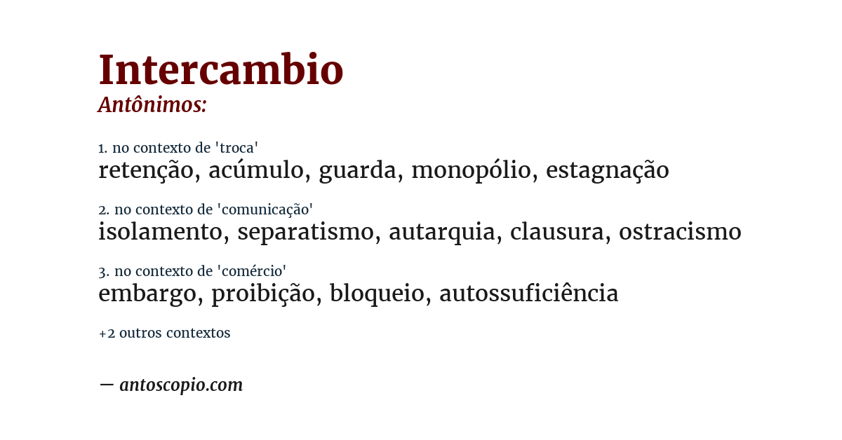 Antônimo de intercambio