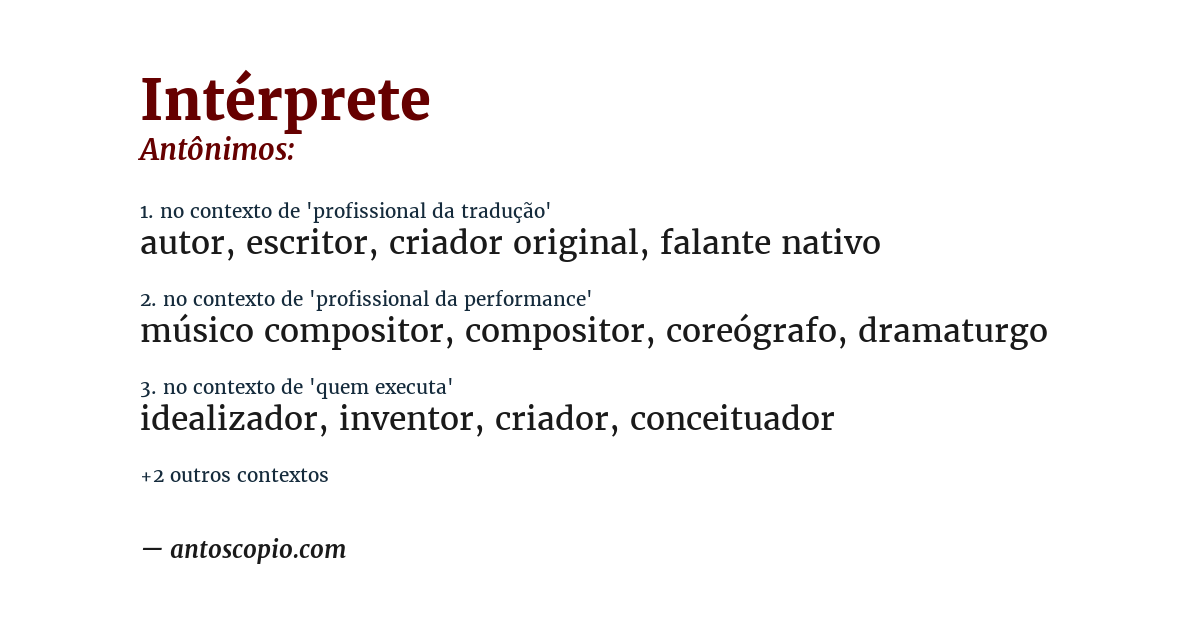 Antônimo de intérprete