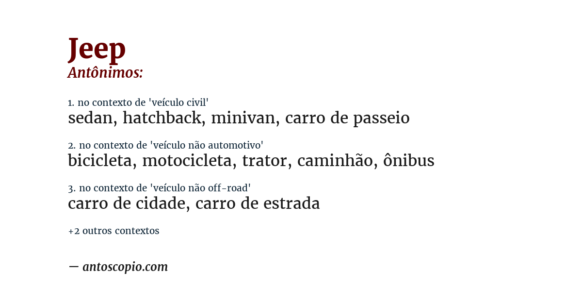 Antônimo de jeep