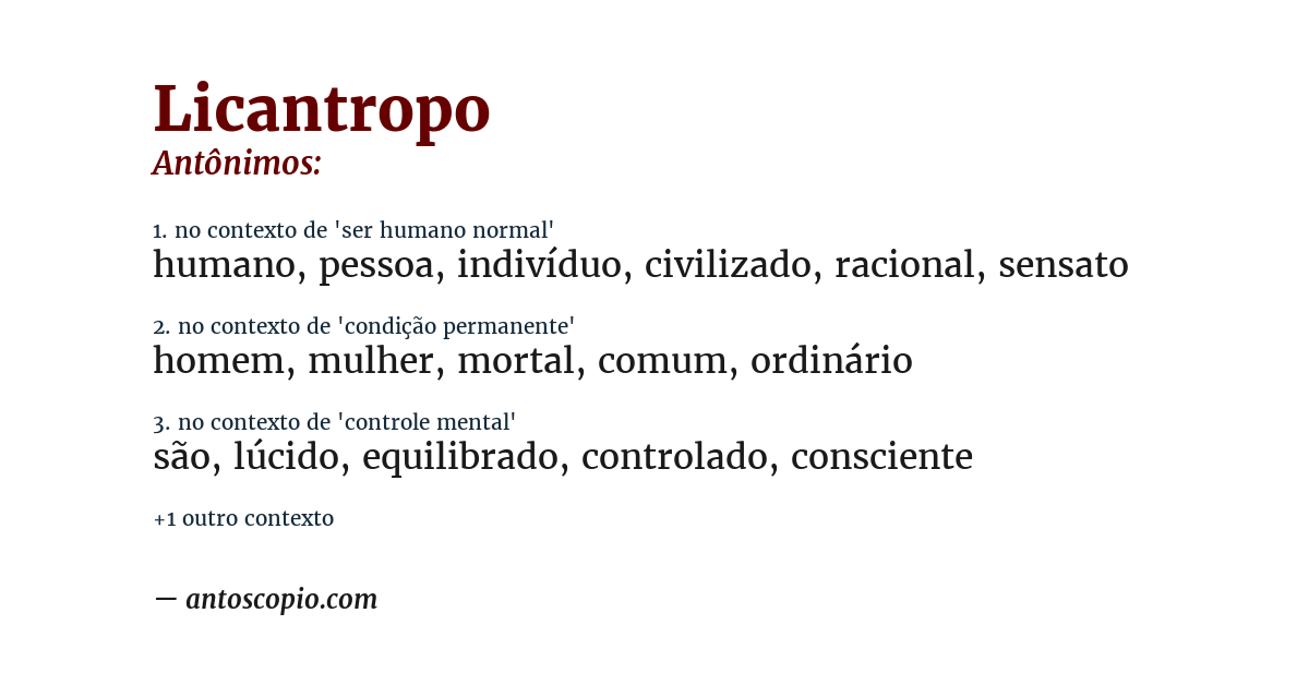 Antônimo de licantropo