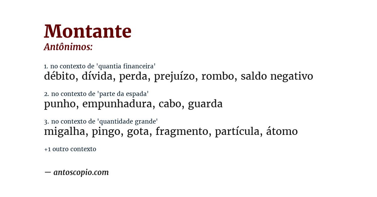 Antônimo de montante