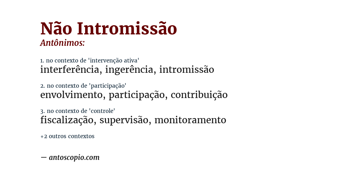 Antônimo de não intromissão
