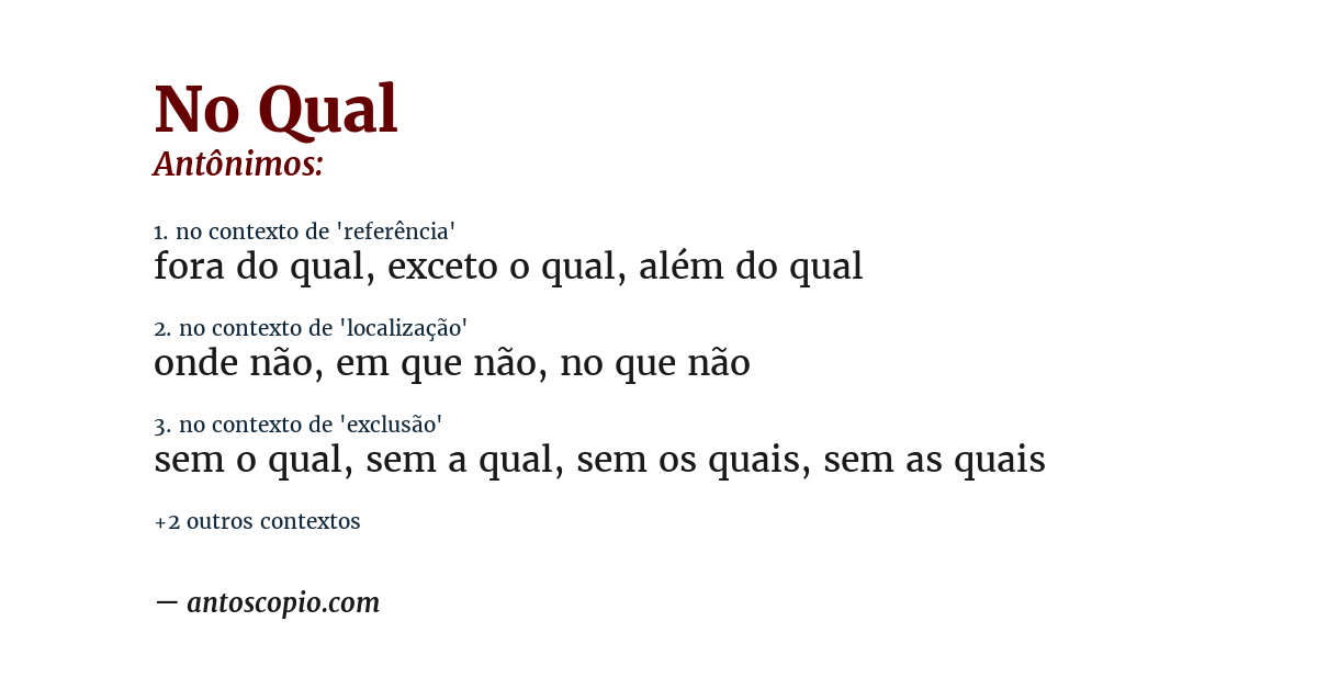 Antônimo de no qual