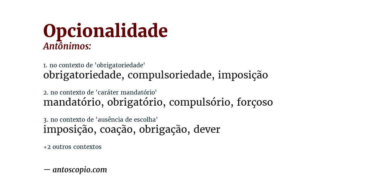 Antônimo de opcionalidade
