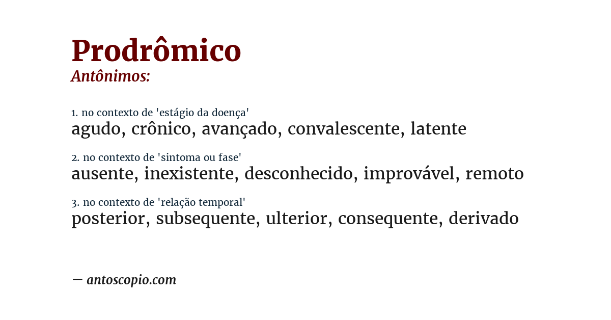 Antônimo de prodrômico