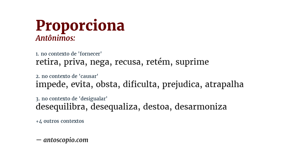 Antônimo de proporciona